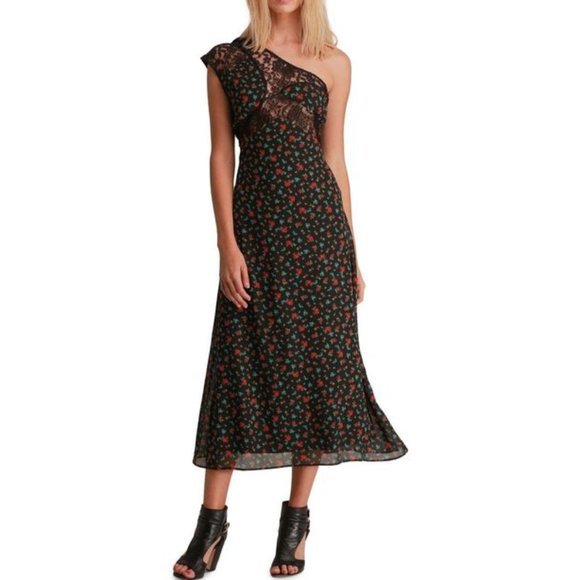 W118 By Walter Baker Woman Patti Off-the-shoulder Ruffled Crepe De Chine Midi Dr